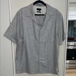 Ted Baker London Regular Short Sleeve Button Down Linen Blend Shirt | 6